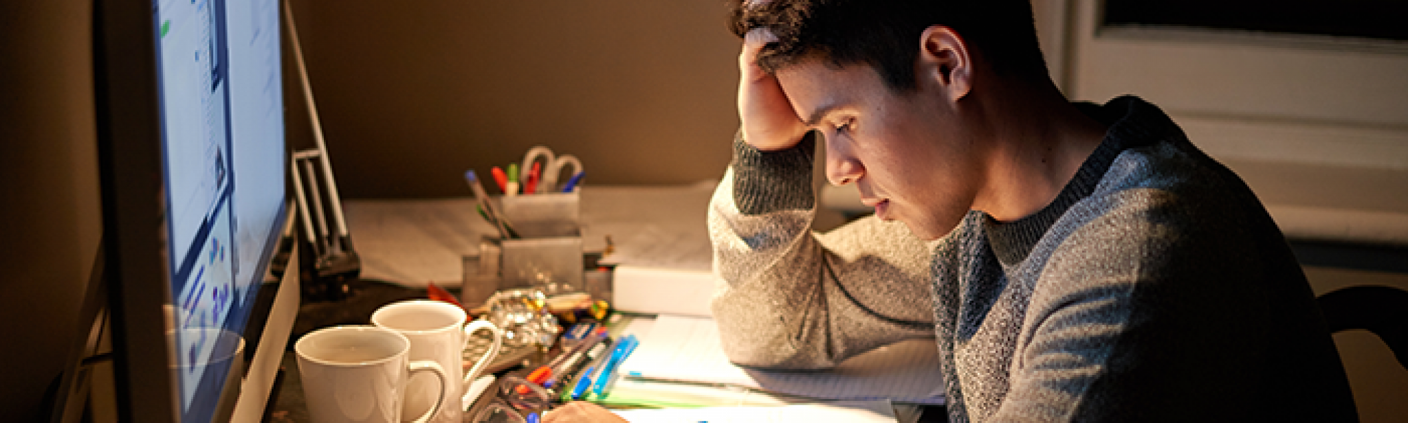 Student struggling while studying